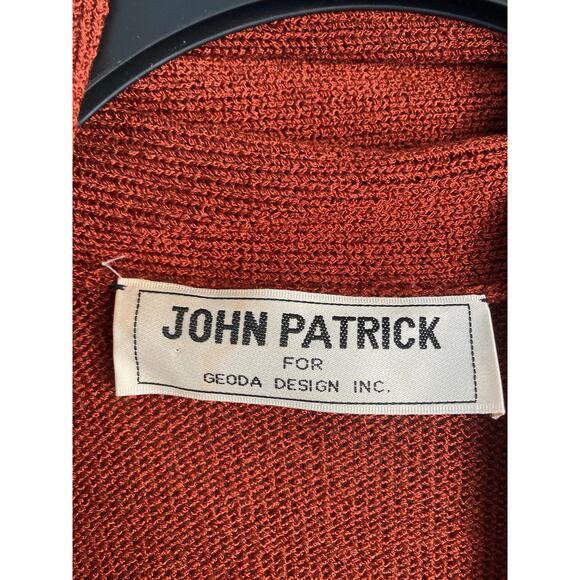 John Patrick Red Cardigan Hand Loomed - Picture 2 of 8